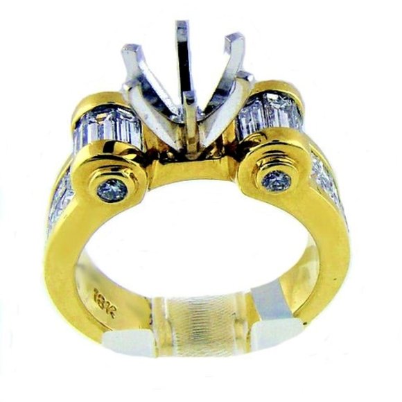 18K Two Tone Gold Princess Cut Invisible Set Diamond Ring | eBay Invisible Set Princess Cut Diamond Ring